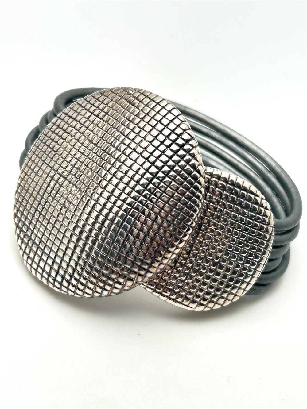 Simon Sebbag SSD Sterling Silver and Gray Leather Bracelet